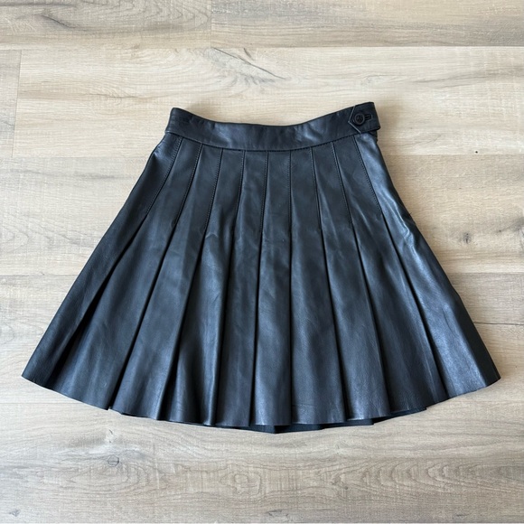 Maje black leather pleated mini skirt - size 4 (36) - Picture 5 of 8